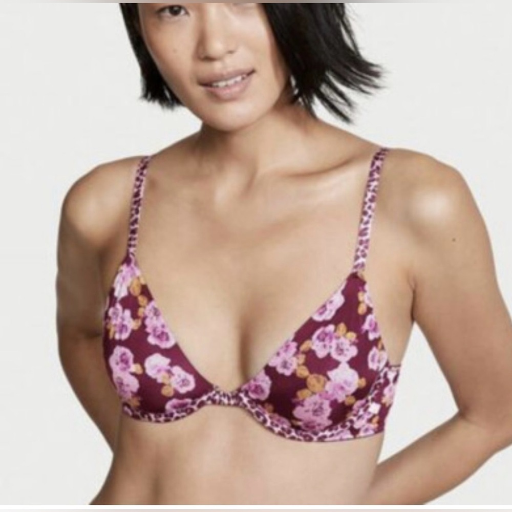 Victoria's Secret 36D Purple Unlined
Underwire Demi Bra Floral‎ Leopard
Print